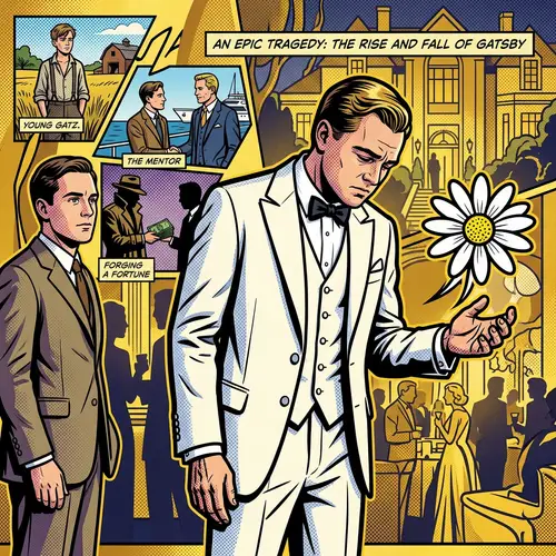 Epic Tragedy: Jay Gatsby's Despair, Nick's Revelation, Pop Art Style