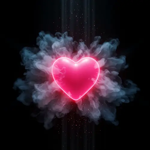 Magical Heart Floating in Smoke