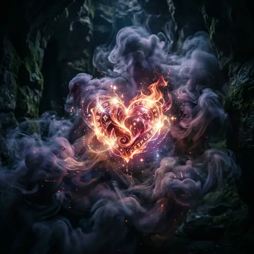 Magical Heart Floating in Smoke