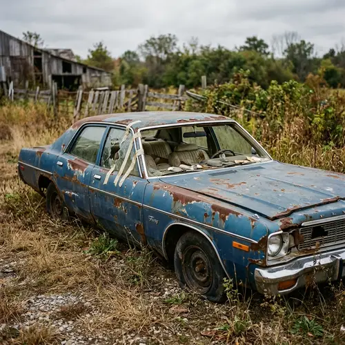 Weathered and Battered Car - Symbol of Time's Passage