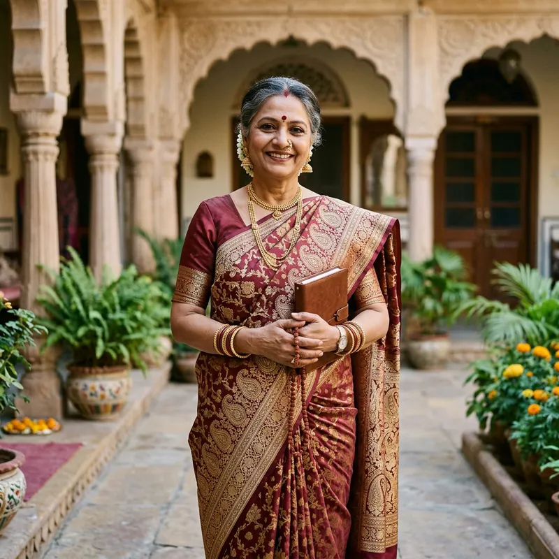 Desi Indian Mature Aunt in Traditional Attire