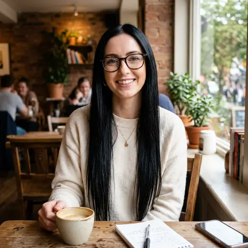 Pretty 24-Year-Old Girl with Black Hair and Glasses