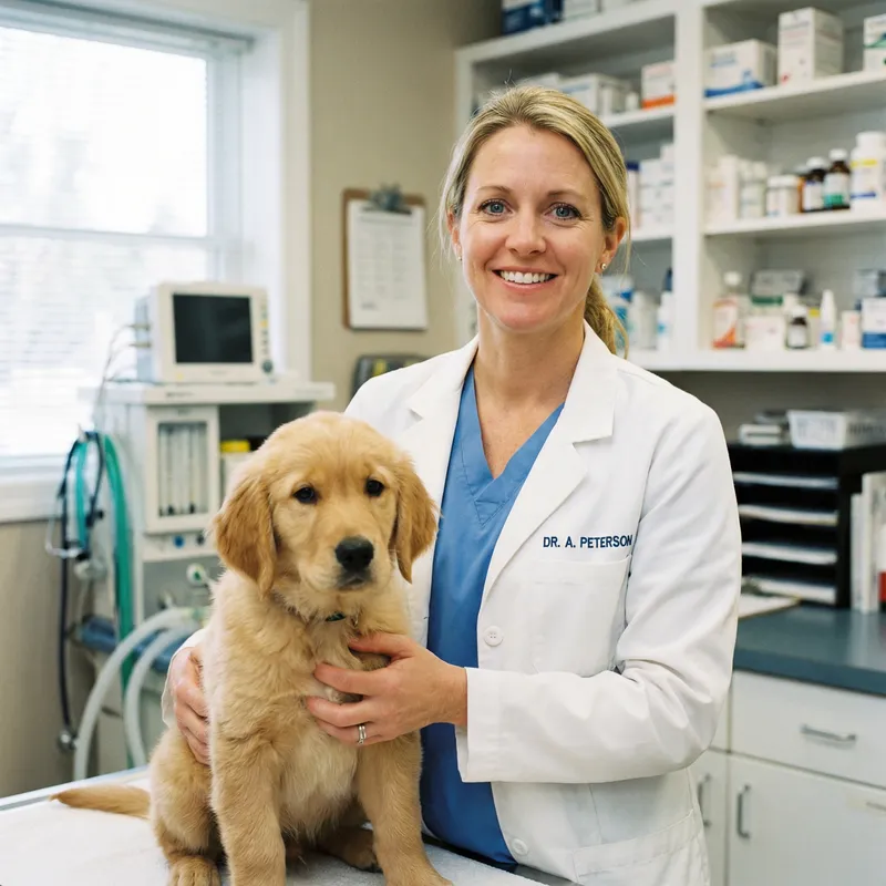 40-Year-Old Female Veterinarian with Blonde Hair