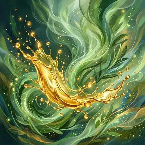 Abstract Rosemary Oil Art Representation