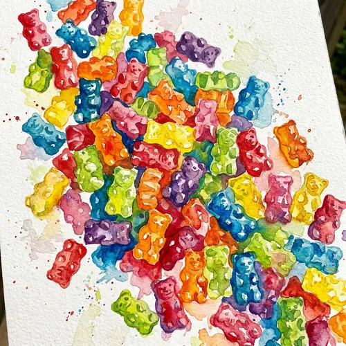 Vibrant Watercolor Gummy Bears: A Colorful Delight