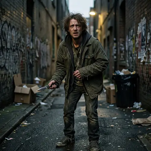 Intense Madness: Unsettling Image of a Mentally Unstable Individual