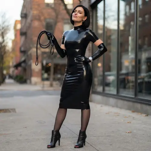 Confident Style: Young Woman in Latex Fashion