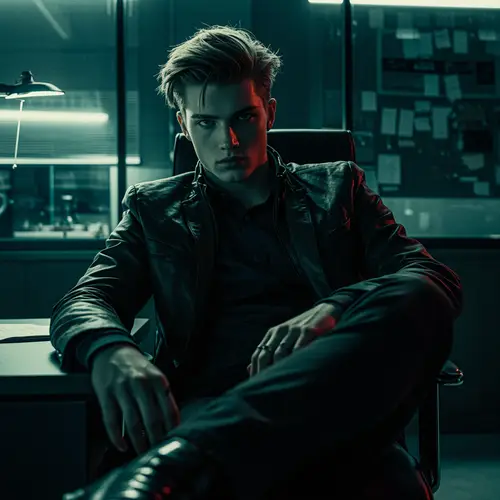 Young Model in Executive Office - Digital Art