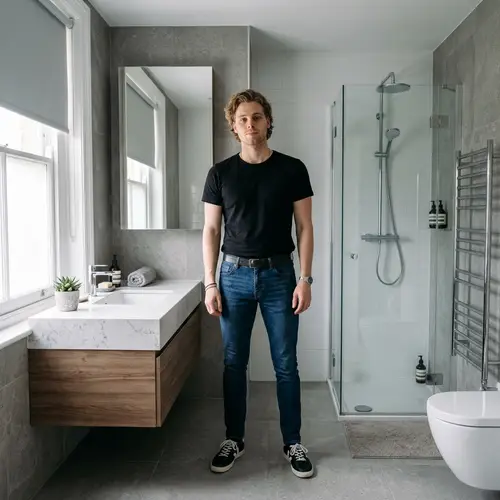 Modern Bathroom Suite with Luke Hemmings Look-alike