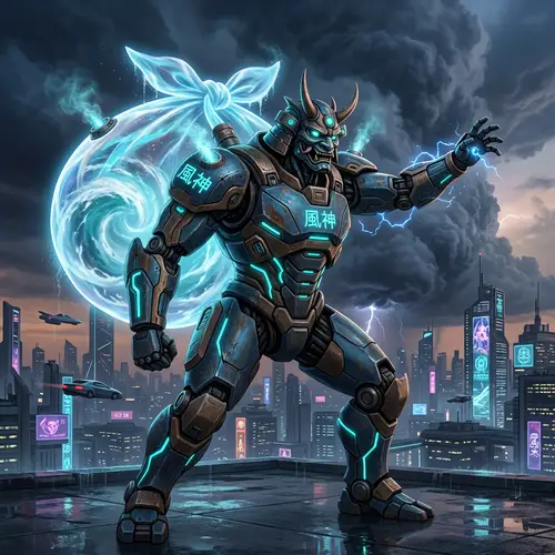 Futuristic Storm God Robot Design Concept