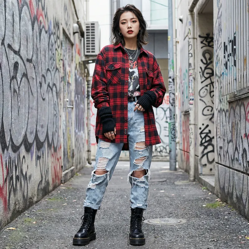 Edgy K-Pop Girl Outfit Inspiration