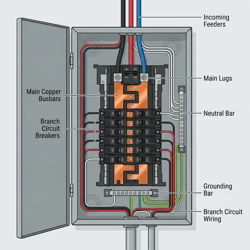 Copper Lamellas Electrical Panel Vector Drawing