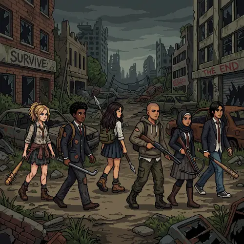 Pixel High School Students in Apocalypse, School Uniform Characters