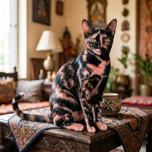 Captivating Indian Cat with Black & Pink Fur
