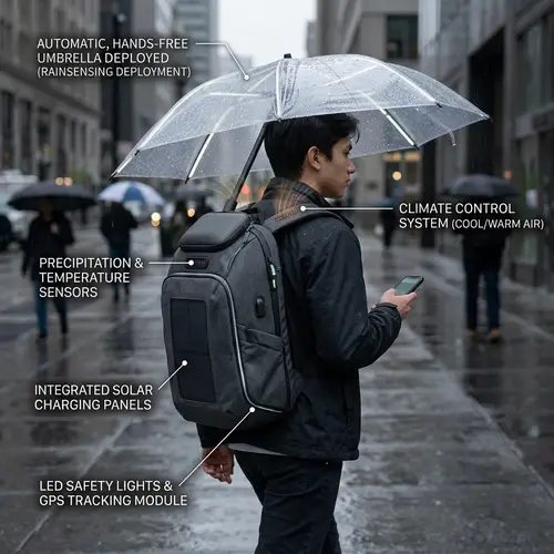 Smart Backpack with Weather Adaptive Shielding System
