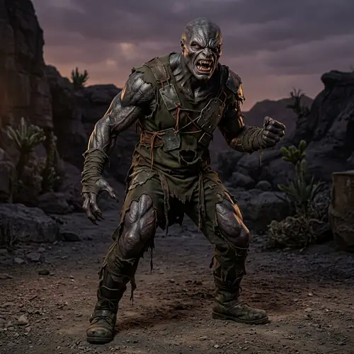 Fierce Grey Alien Creature - Enraged Humanoid Monster