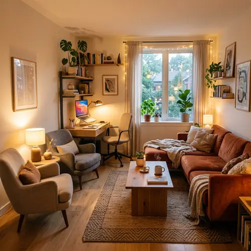 Cozy 13m² Modern Living Room/Office Design Ideas