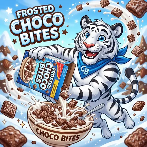 White Tiger Mascot for Frosted Choco Bites