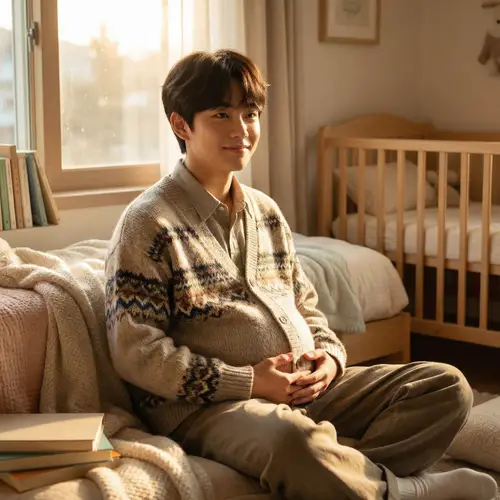 Handsome Pregnant Korean Teenager | Youthful Glow & Anticipation