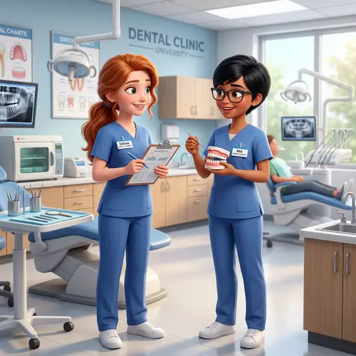 Dental Students in Animated Clinic Scene