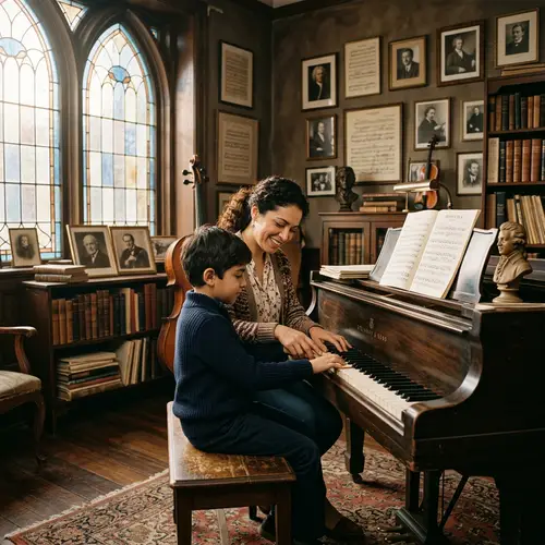 Classical Music Learning Scene: Enchanting Moment of Piano Instruction