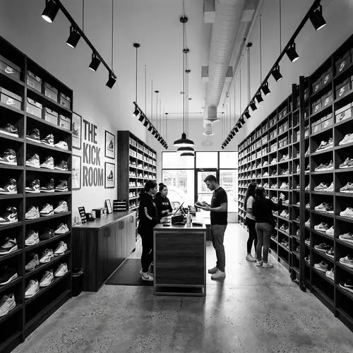 Black and White Sneaker Shop: Modern Interior Design