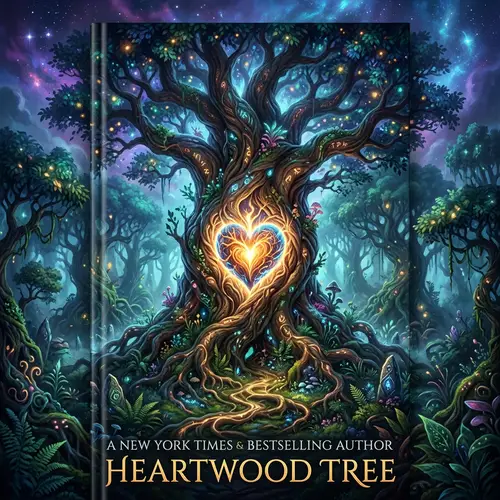 Giant Heartwood Tree with Glowing Heart - Fantasy Realm Scene