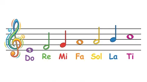 Colorful 5-Line Staff Illustration for Music Education