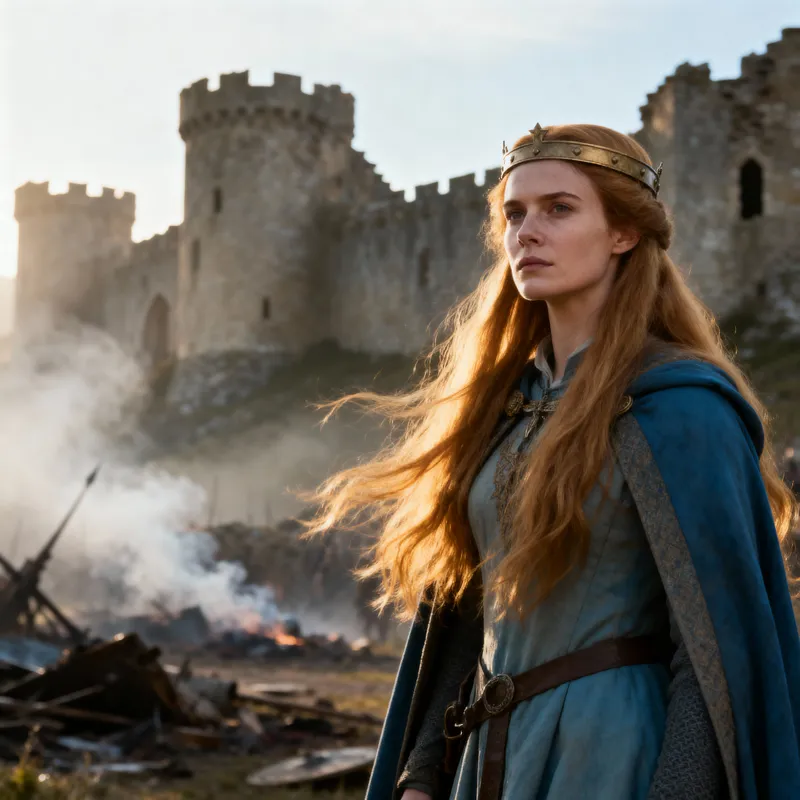 Medieval Saxon Woman in Castle Ruins