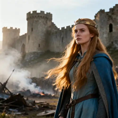 Medieval Saxon Woman in Castle Ruins