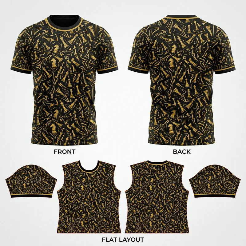 Athletic Chess Jersey with Gold Accents