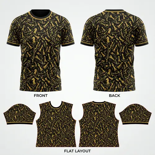 Athletic Chess Jersey with Gold Accents