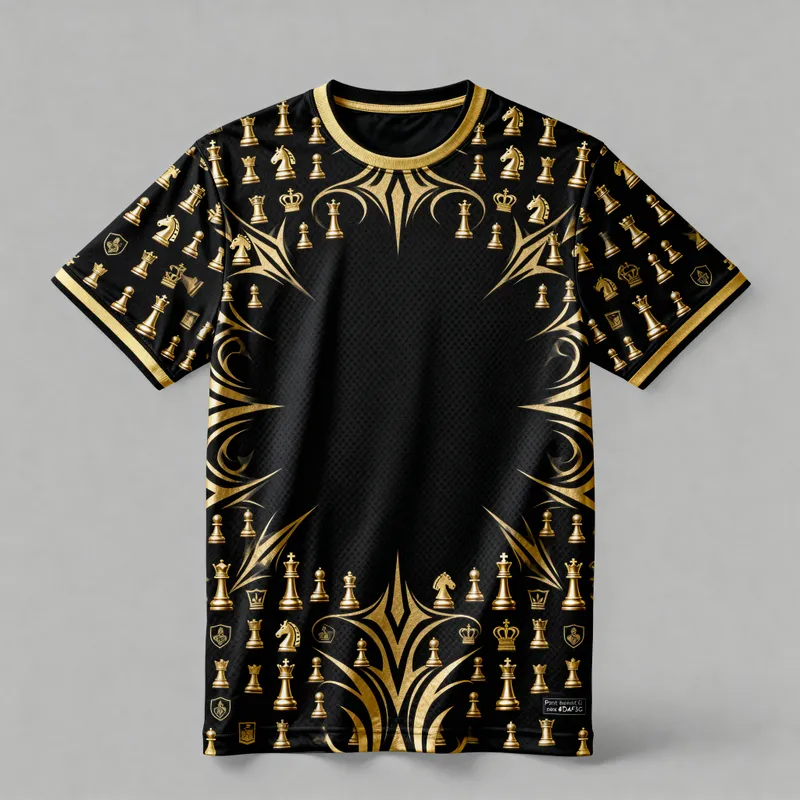 Athletic Chess Jersey with Gold Accents