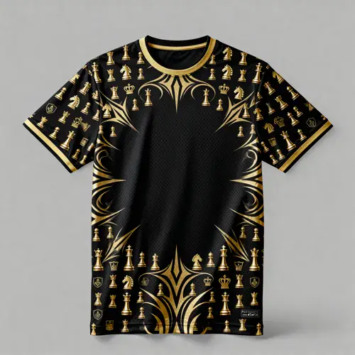Athletic Chess Jersey with Gold Accents
