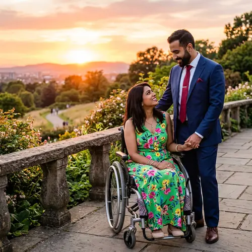 Multicultural Couple Outdoors | Tranquil Sunset Moment