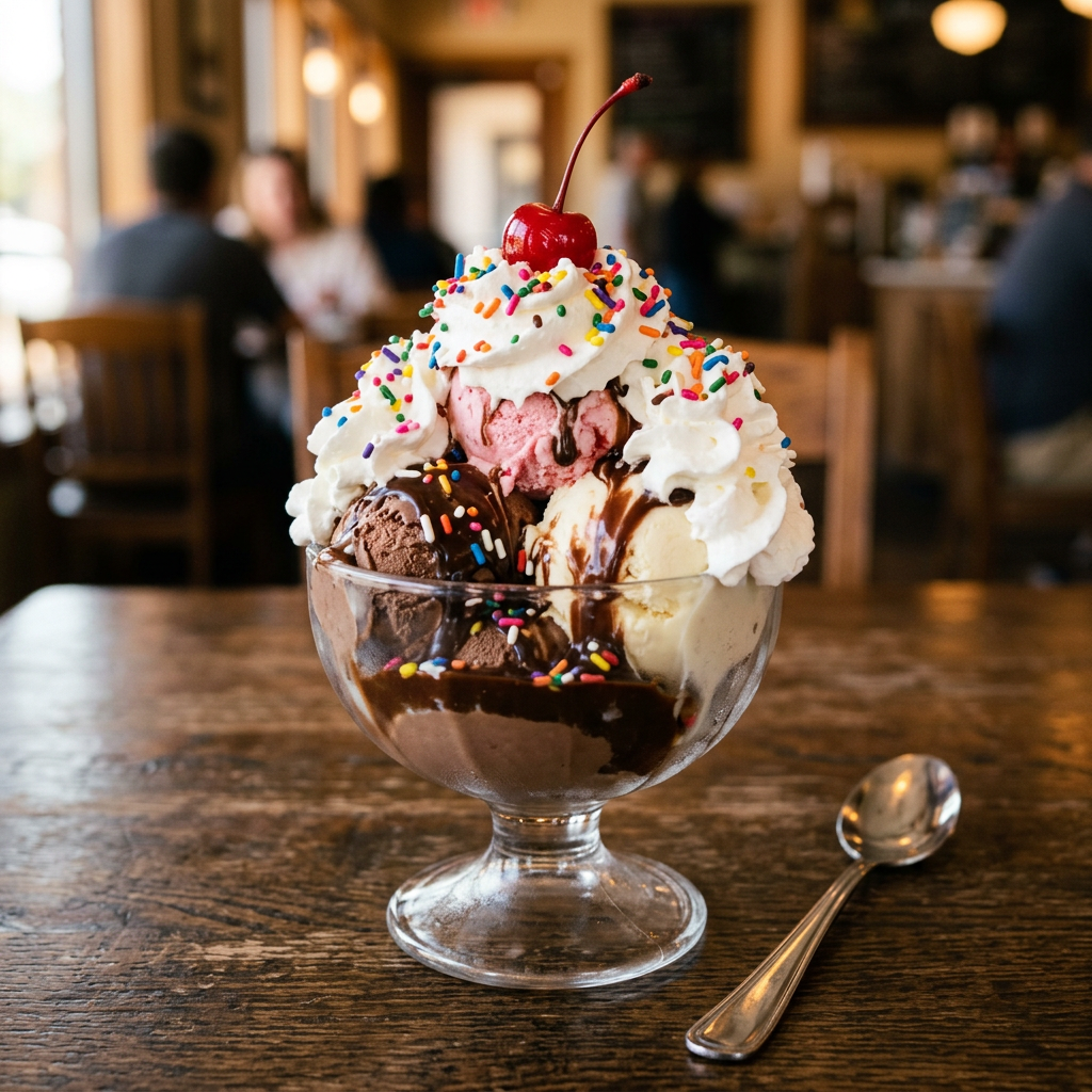 Realistic Ice Cream Sundae Delight | AI Art Generator | Easy-Peasy.AI