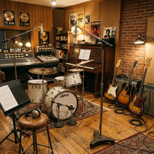 Vintage Music Studio with Classic Instruments