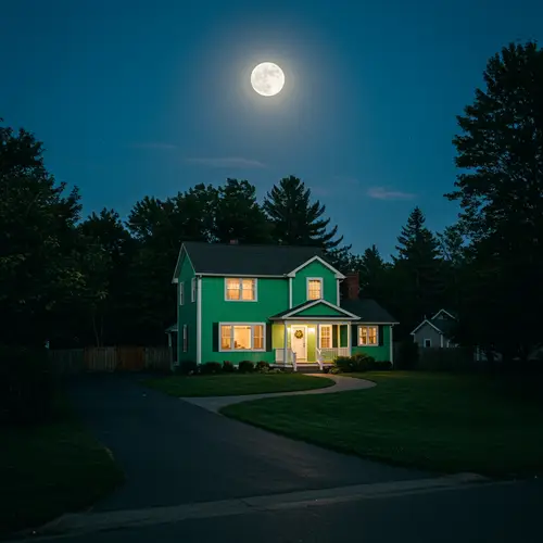Green House Under the Full Moon