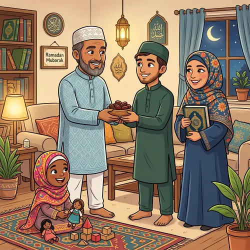 Muslim Family Cartoon: Togetherness and Love