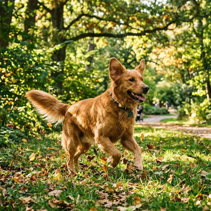 Friendly Dog Playing in Serene Park | Nature's Pet Joy Friendly Dog Playing in Serene Park | Nature's Pet Joy