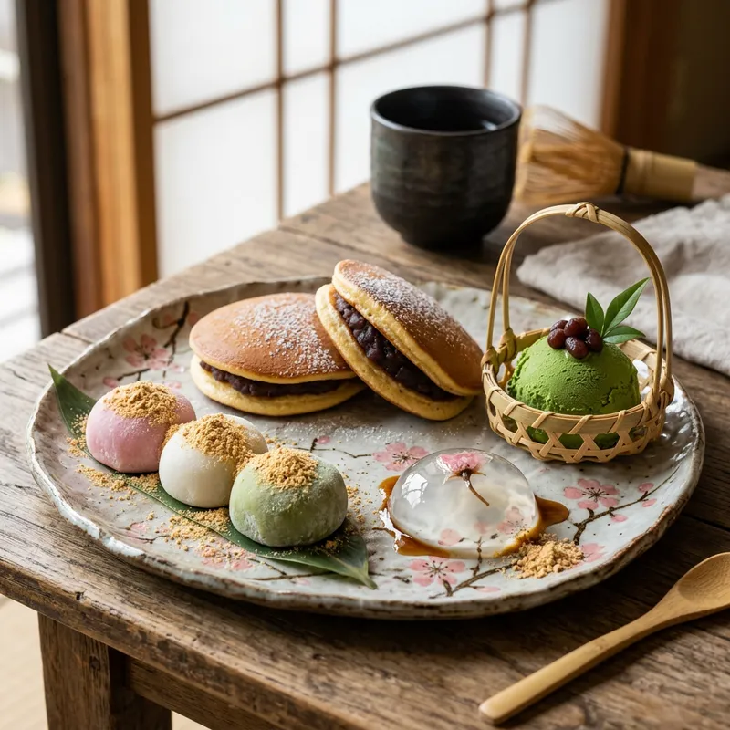Delicious Japanese Desserts: Mochi, Dorayaki, Raindrop Cake & Matcha Ice Cream - Exquisite Visuals