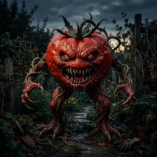 Menacing Giant Carnivorous Tomato Artwork