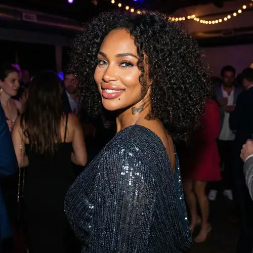 Stunning Brown-Skinned Beauty in Party Dress