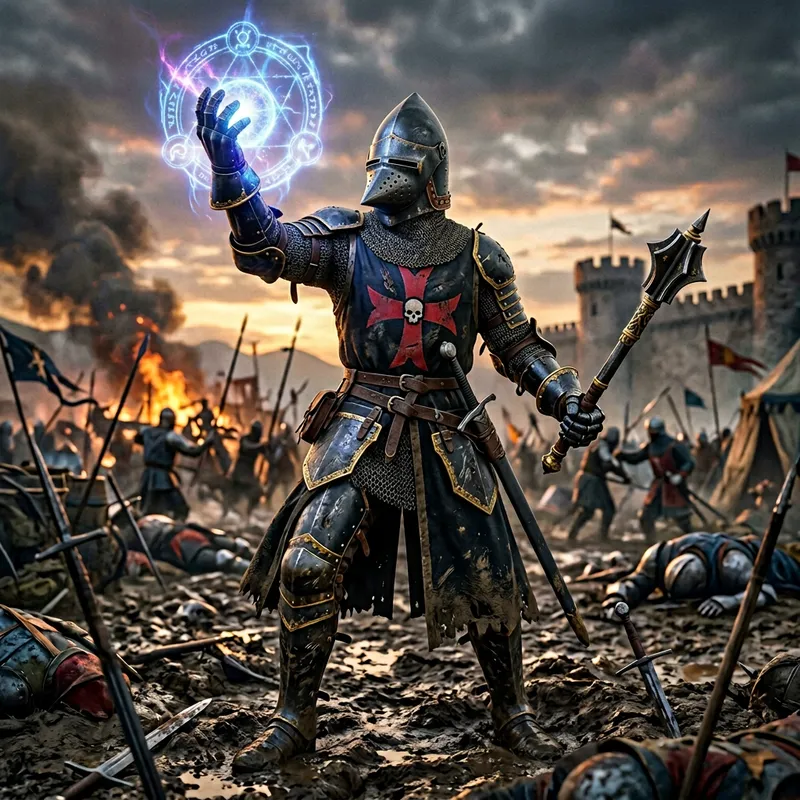 Magnificent 14th Century Knight in Black Armor Magnificent 14th Century Knight in Black Armor