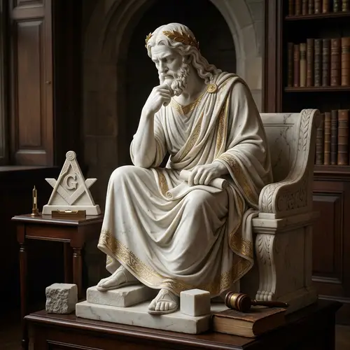 Captivating White Marble Statue with Gold Details