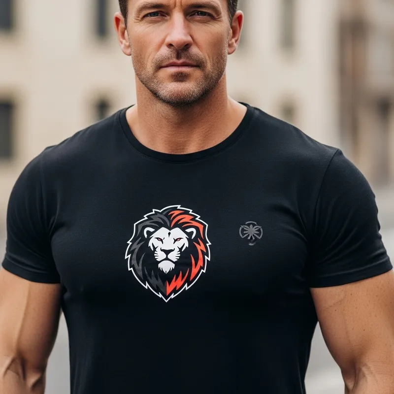 Men's Sporty T-Shirt with Lion Design Men's Sporty T-Shirt with Lion Design