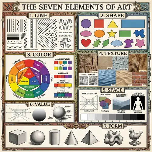 Elements of Art Poster - Line, Shape, Color, Texture, Space, Value, Form