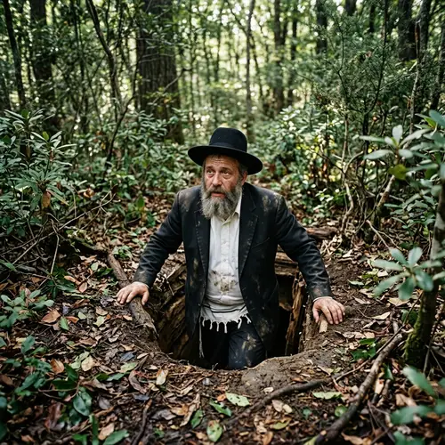 Jewish Rabbi Emerges from Ground, Showing Fatigue & Determination