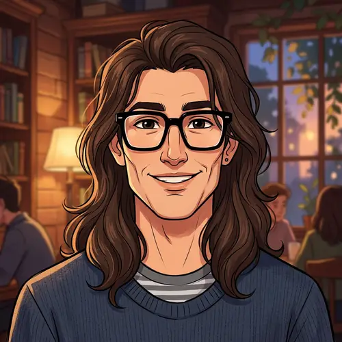 Cartoon Character with Prominent Cheekbones and Long Hair