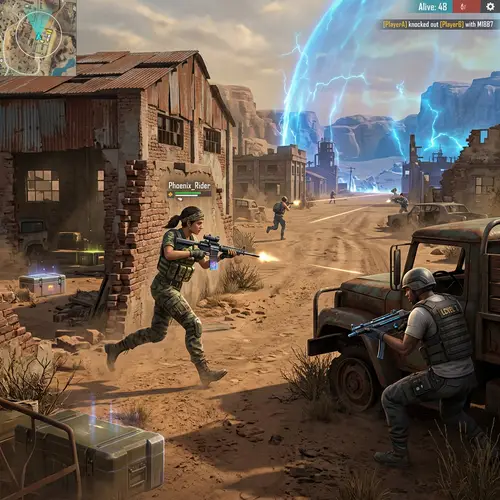 Epic Battle Royale Game - Survival Competition in Deserted Landscape